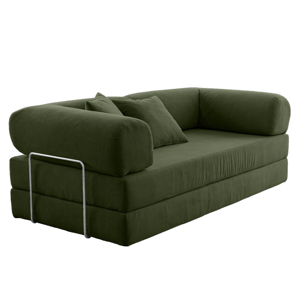 โซฟาเบด RENITA HOME รุ่น LEKO 200X100CM. ผ้าลูกฟูกลอนใหญ่ สีเขียวมะกอก (608-29)_0